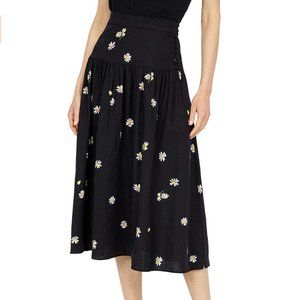 Madewell Drawstring Midi Slip Skirt in Daisy